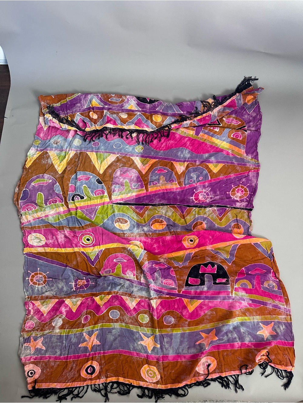 Large Colorful Batik Bohemian Tribal Print Scarf